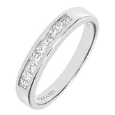 0.33ct Channel Set Princess Diamond Half Eternity Ring in UK Hallmarked 9ct White Gold